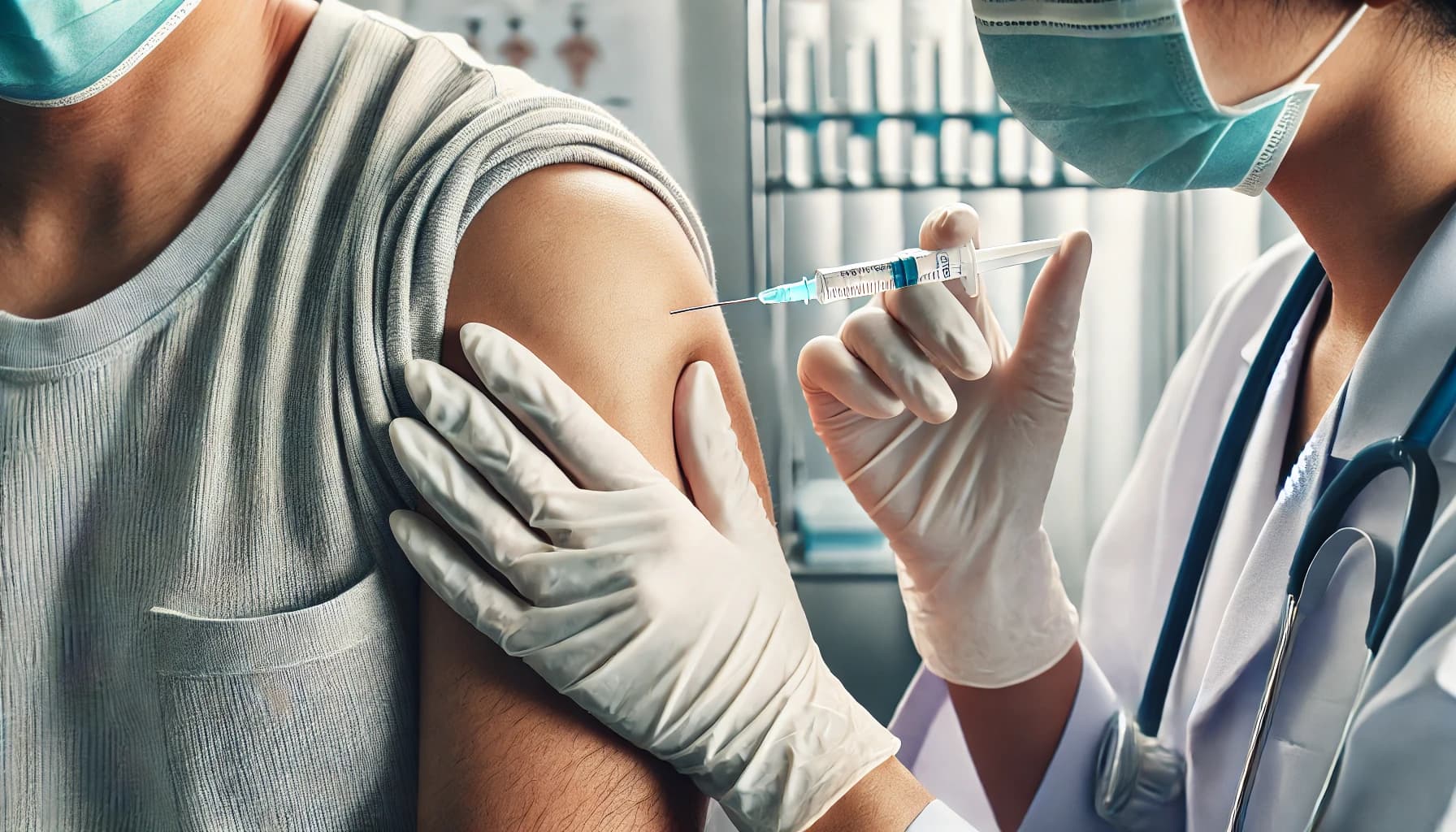 Nurse administering a vaccine to a patient