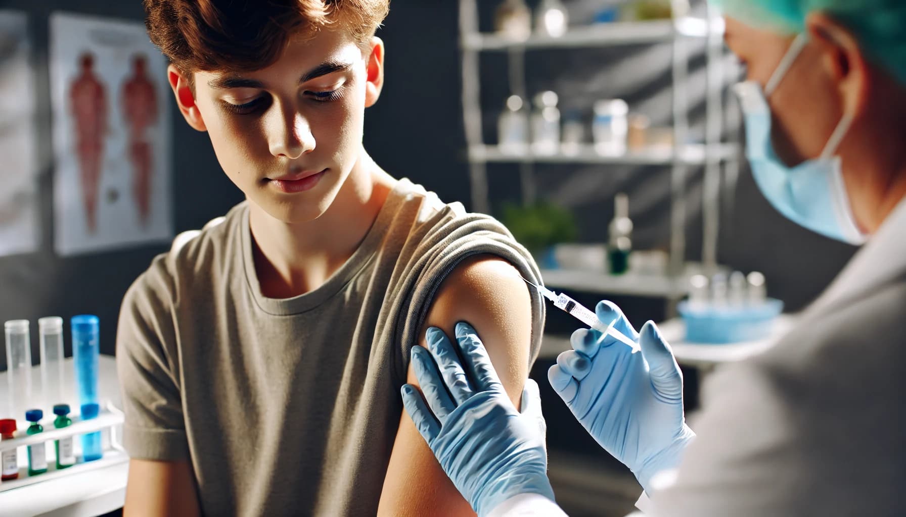 Teenager receiving a vaccine