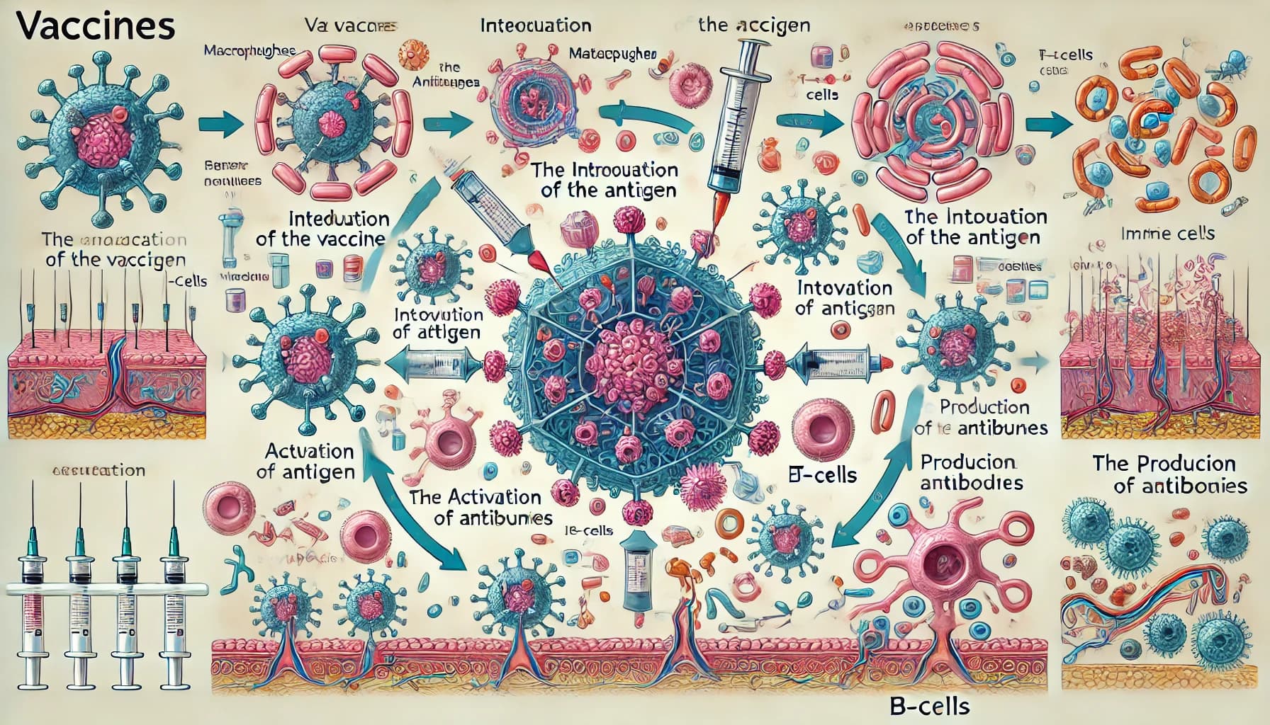 Diagram illustrating how vaccines stimulate the immune system to produce antibodies