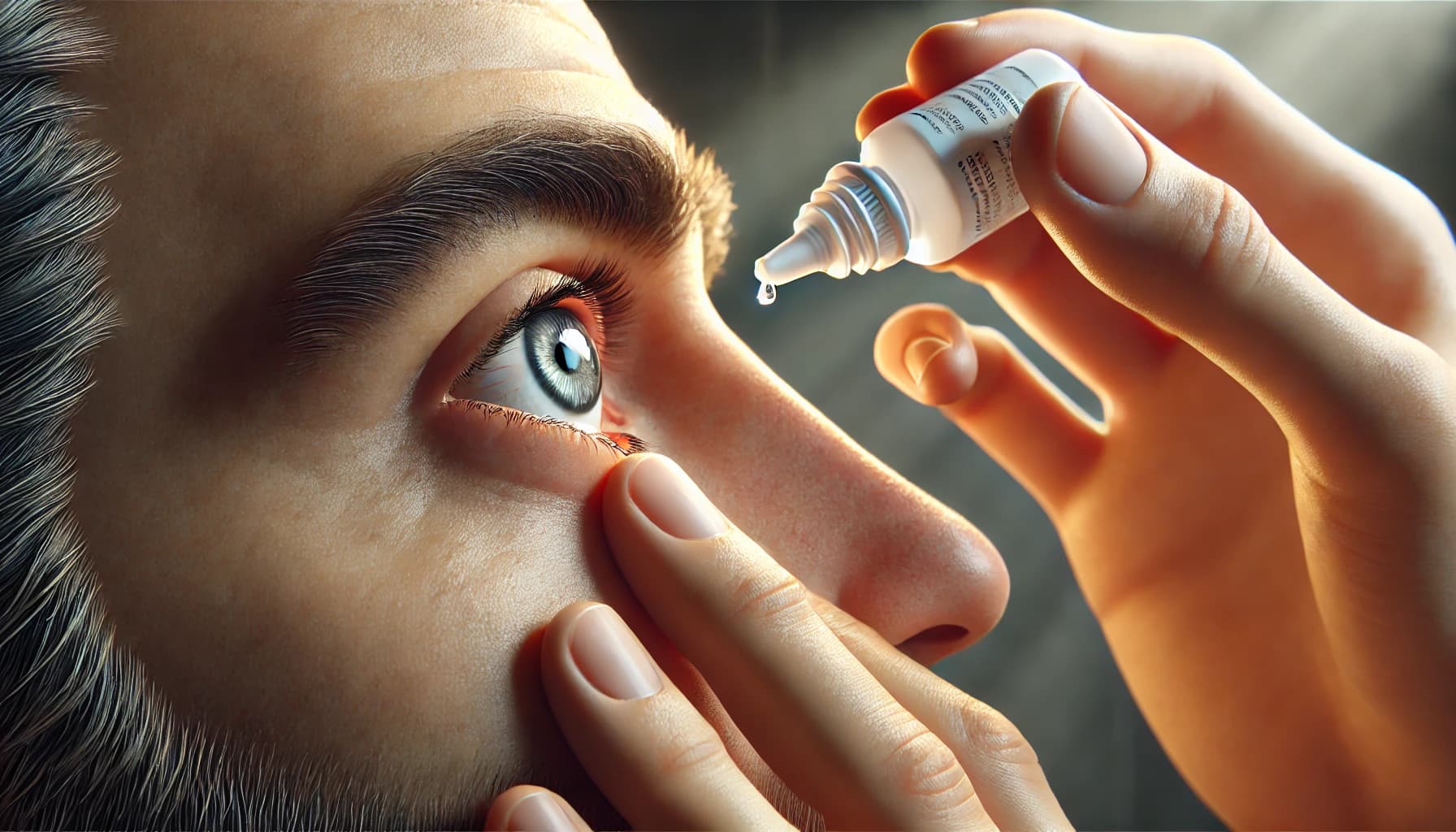 Person using artificial tears for dry eyes