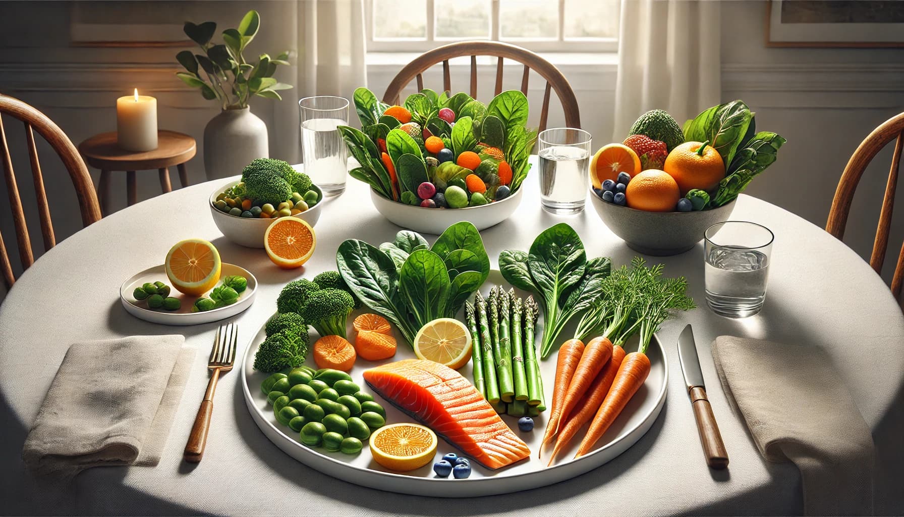 Healthy meal with foods beneficial for eye health