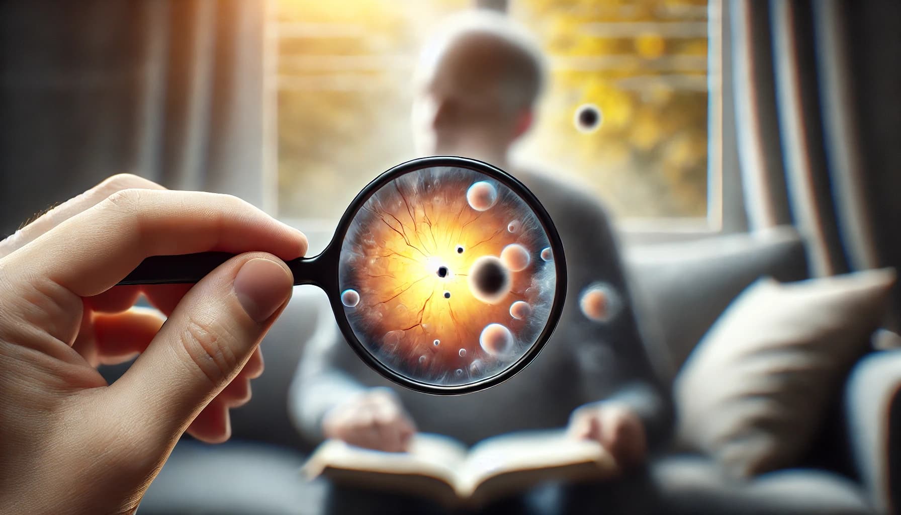 Person with vision loss due to macular degeneration